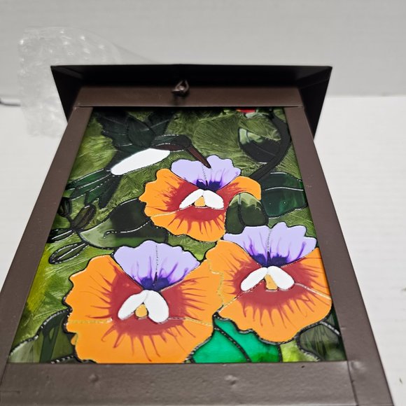 New Pagoda Zen Stained Floral Glass Solar Powered Garden Humming Bird Lantern - Picture 9 of 16